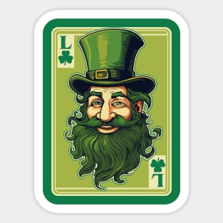 Leprechaun Shamrock Card St Paddys Day Festival Sticker